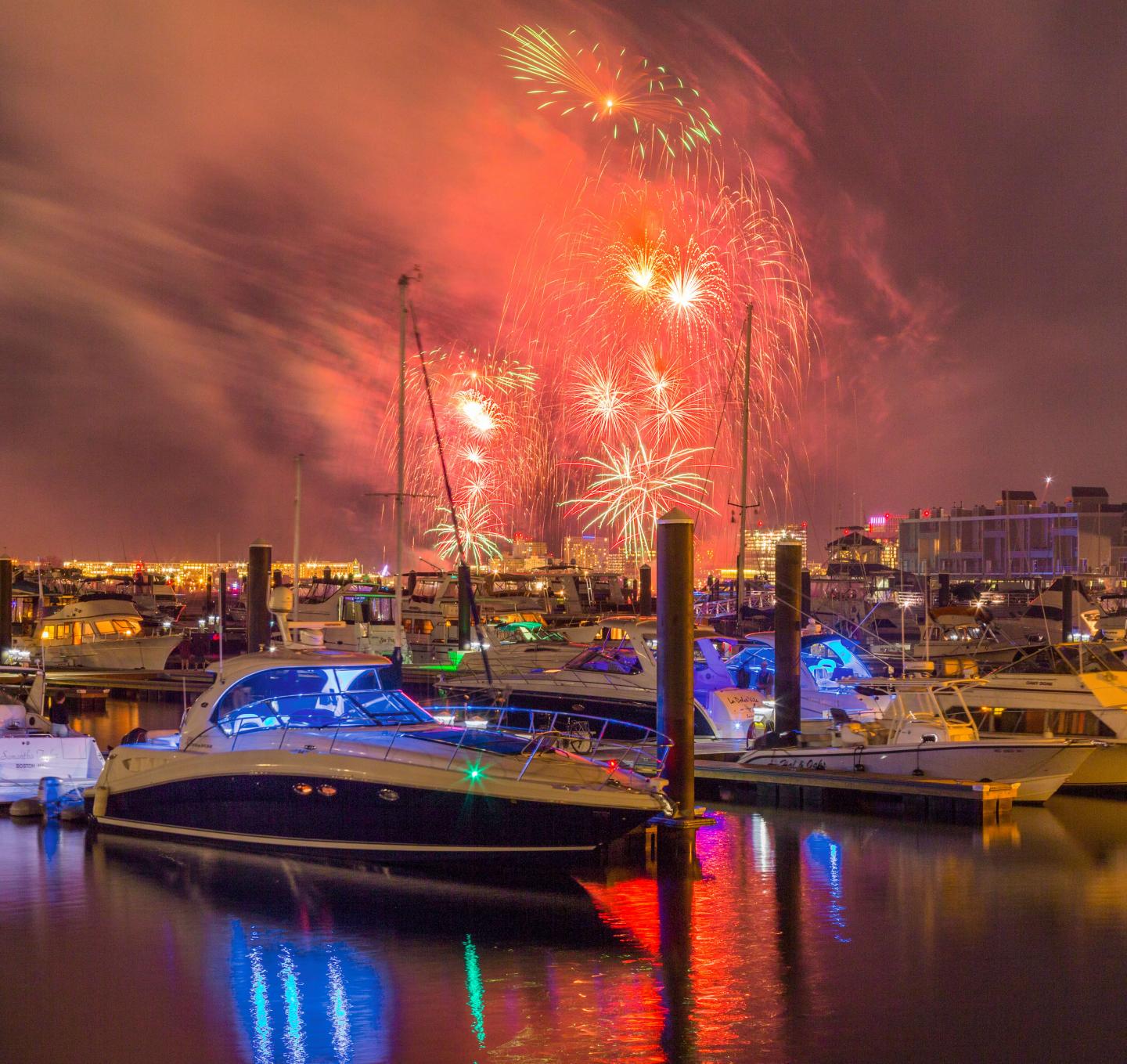 Fireworks above Charlestown Marina