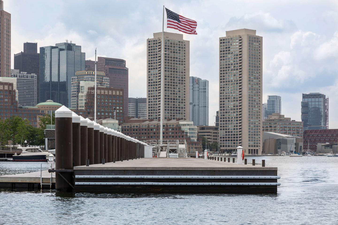 American flag on a dock