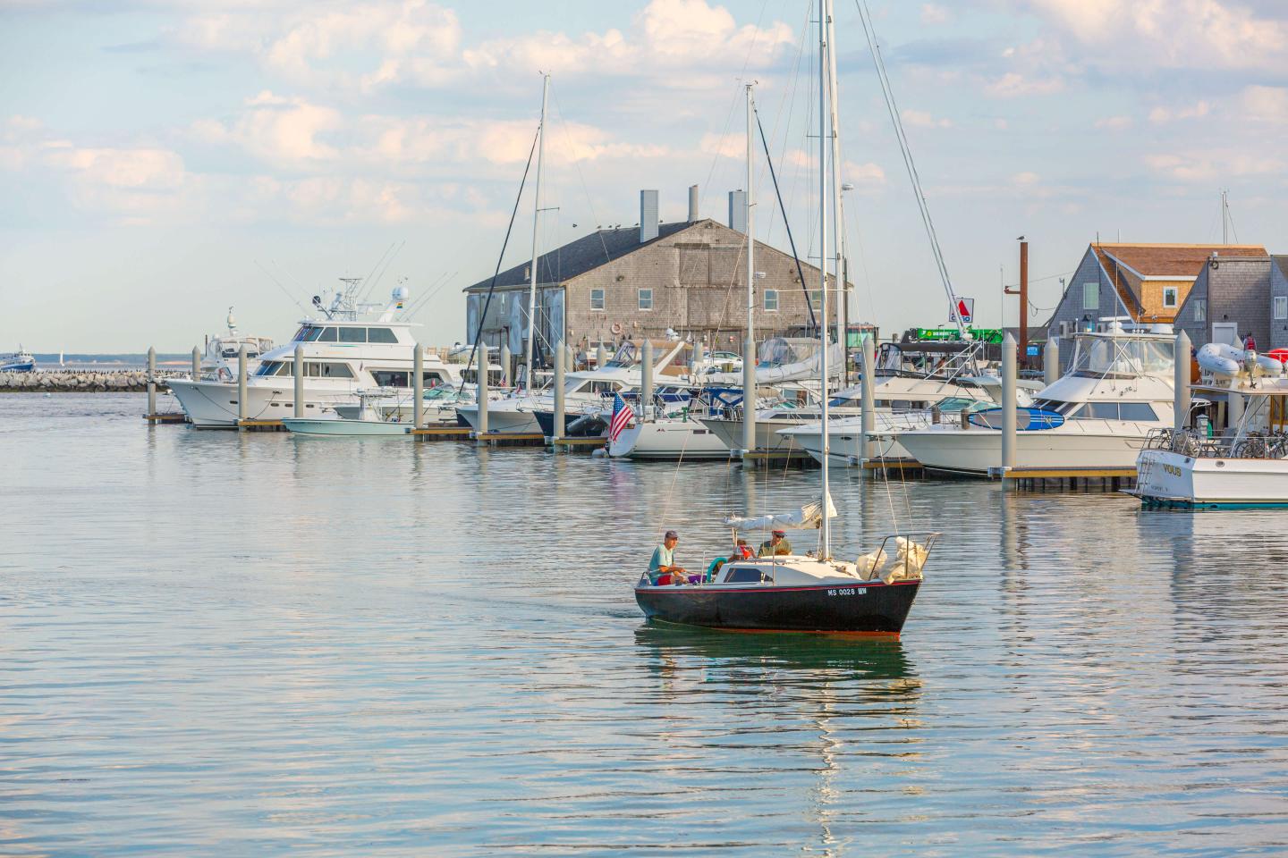 Sailboat in Provincetown Marina fisherman wharf