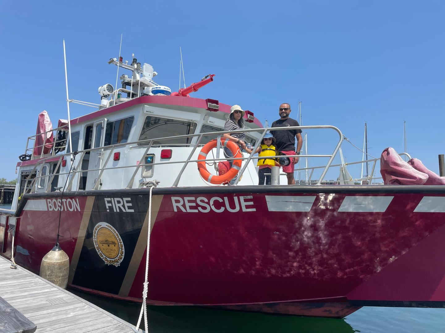 Family aboard the Fire Boat during Kids in Boating Day