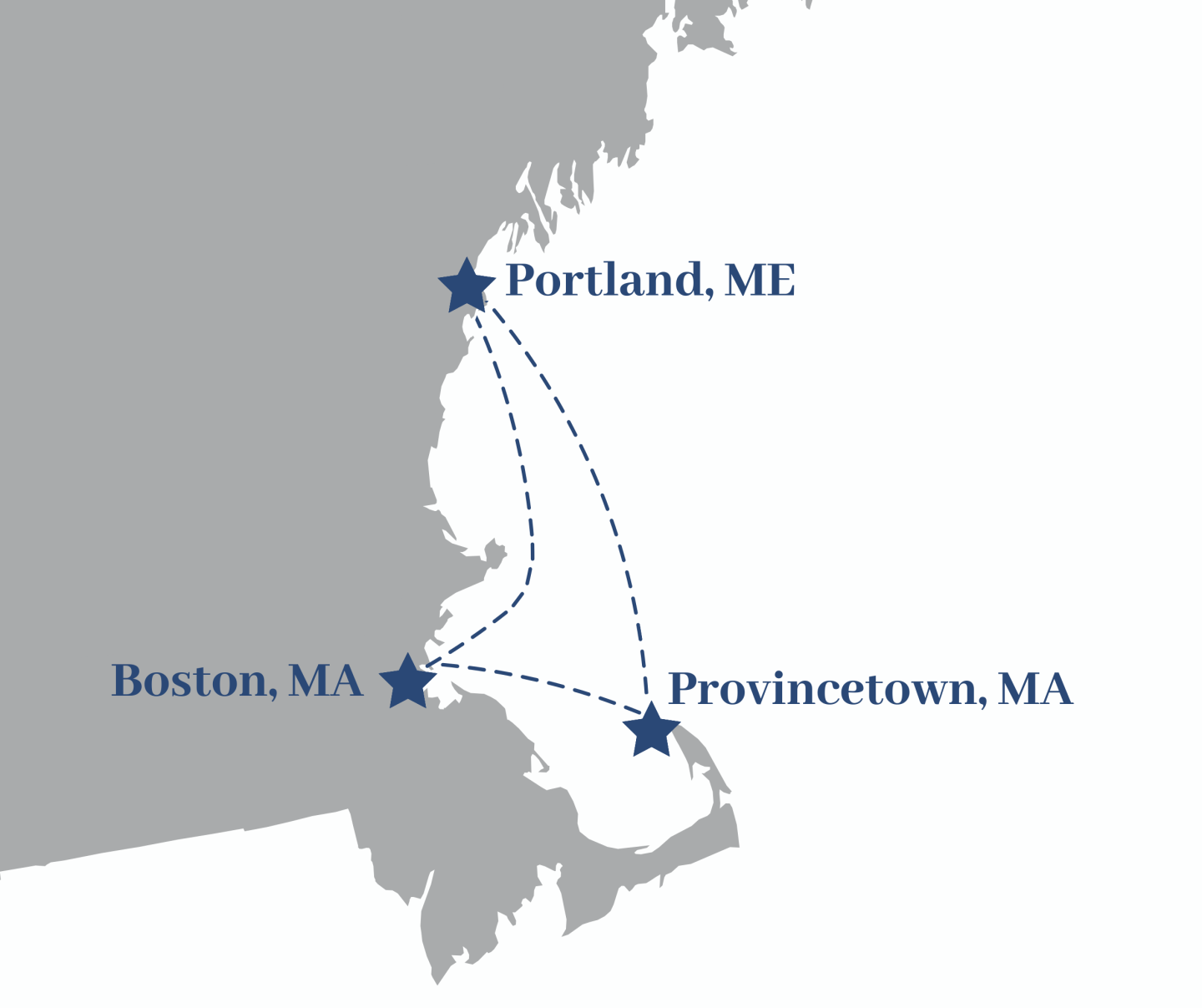 Map of Historic New England Itinerary