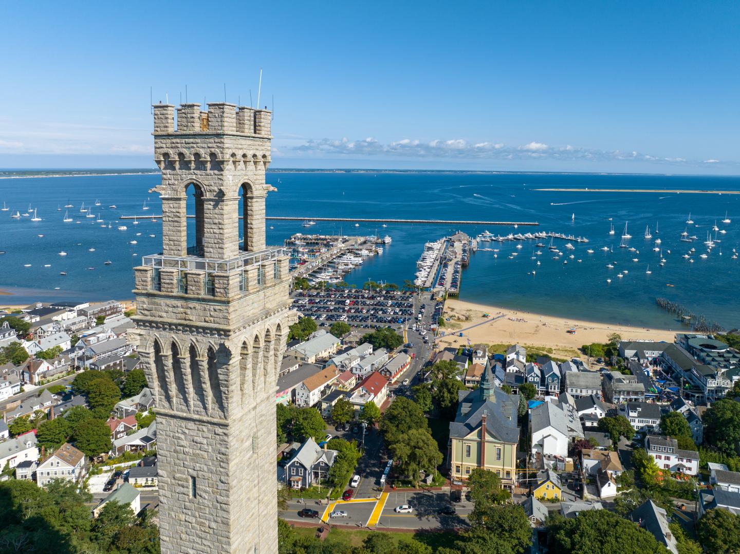 Pilgrim Monument overlooking Provincetown Marina