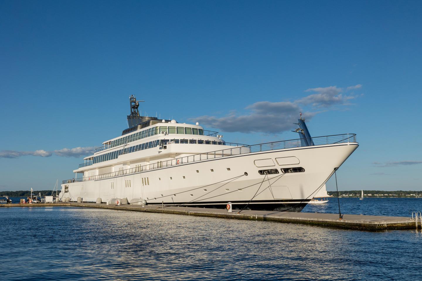 Mega yacht dock at Fore Points Marina in Portland, Maine