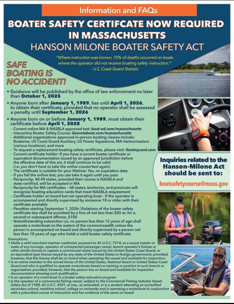Hanson Milone Safe Boating Act Passes in Massachusetts