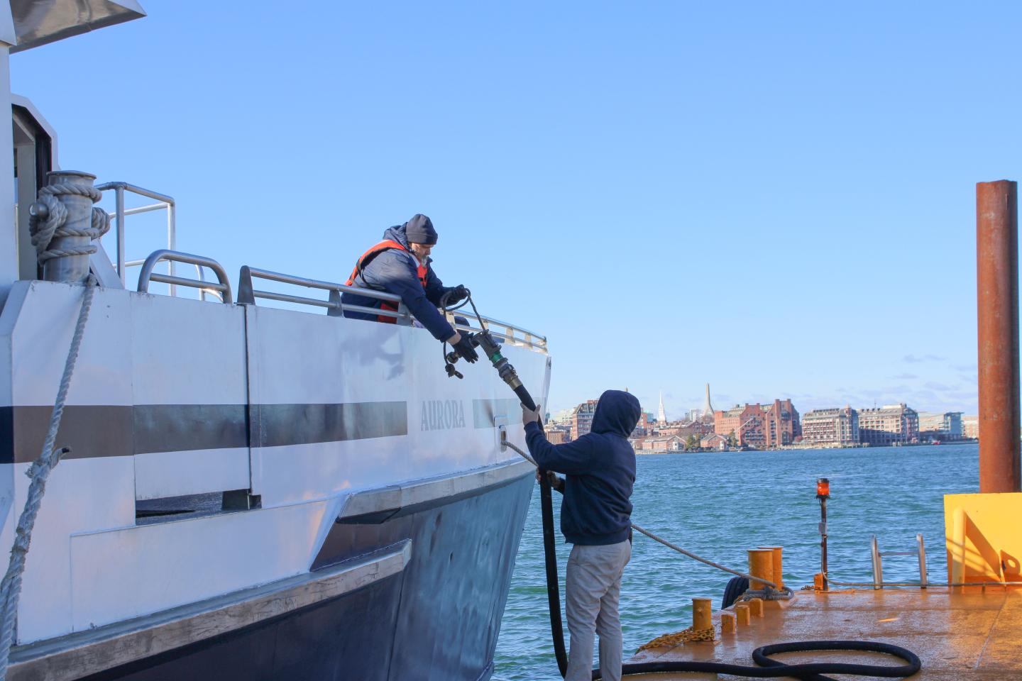 Fuel dock attendant at Harbor Energy