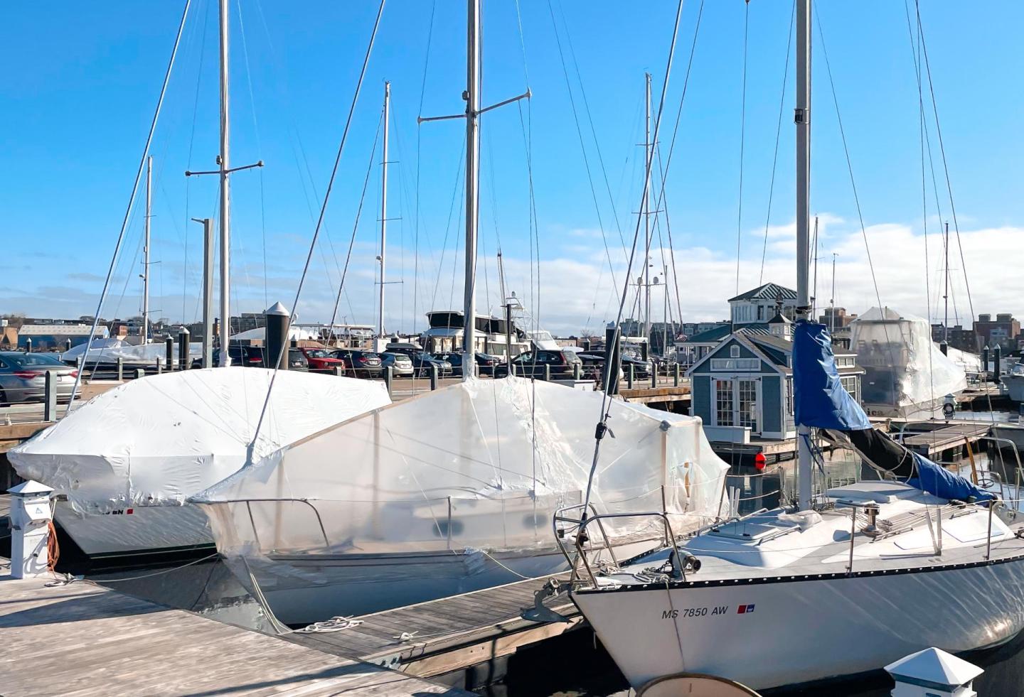 In water boat storage at Charlestown Marina