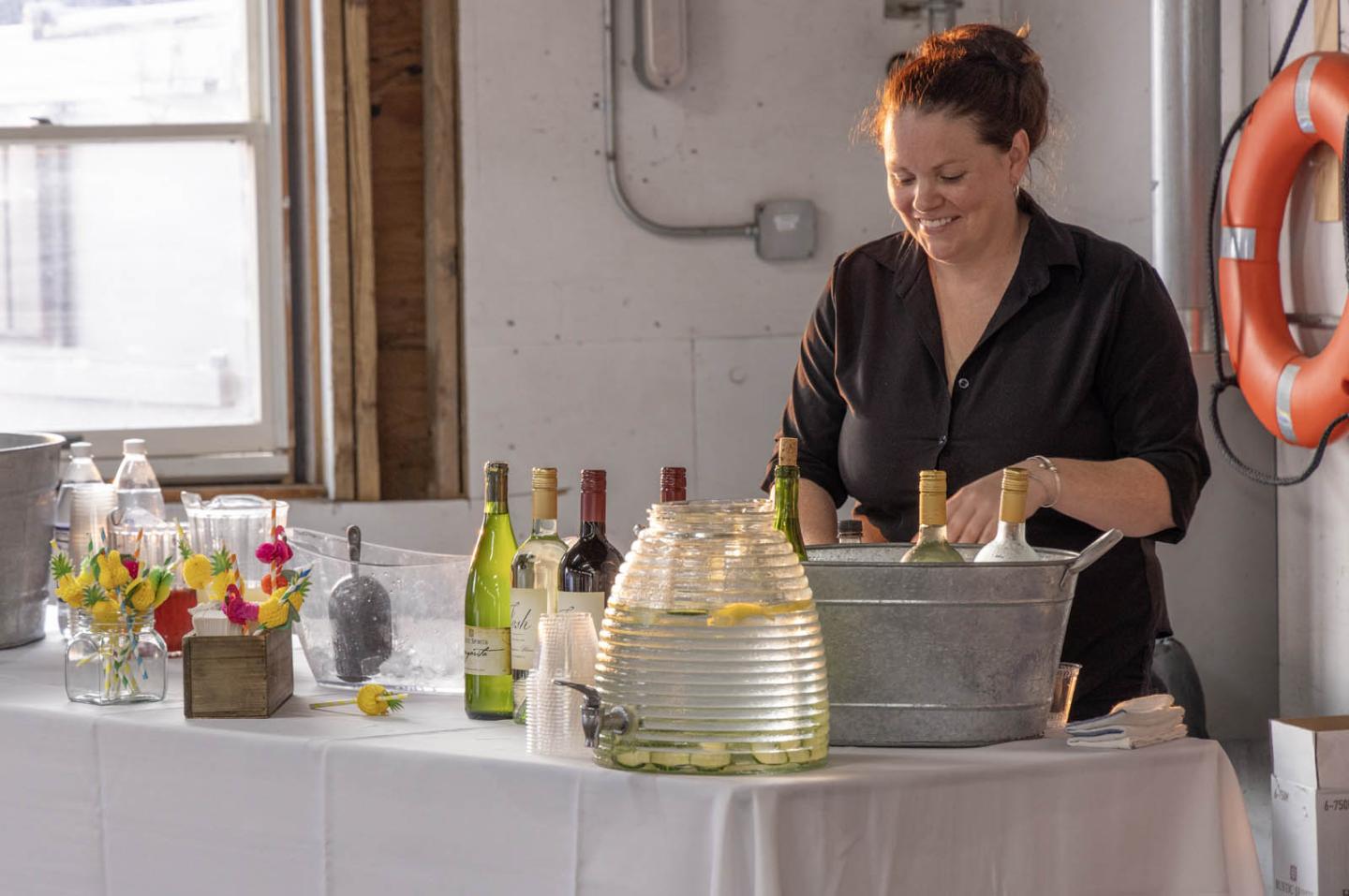 Event space inside the barn at Provincetown Marina